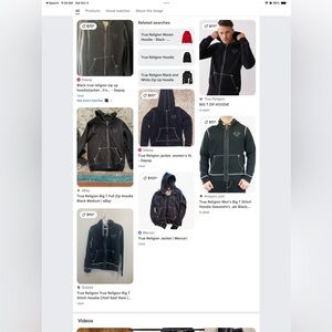 True religion zip up hoodie. Black. Small/petite.